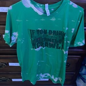 Size large green mostly in a little bit of white bleached watermelon  T-shirt